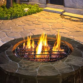 Fire Pit Grate, Heavy Duty Iron Round Firewood Grate, Round Wood Fire Pit Grate 24", Firepit Grate with Black Paint