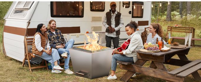 Cyberpit One Pro 25 inch Smokeless Fire Pit, w/Pull-Out Ash Pan, Portable Outdoor Firepits, Carry Handle for Backyard Patio Camping, Stainless St