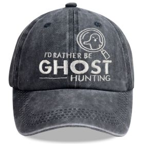 2pcs Ghost Hunting Baseball Cap, Embroidered Washed Cotton Hat, Retro Unisex Cap For Paranormal Fans (Option: 1Pcs)