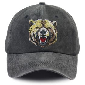 2pcs Roaring Grizzly Bear Embroidered Hat - Vintage Washed Cotton Baseball Cap For Men Women, Adjustable Unstructured Low Profile (Option: 1Pcs)